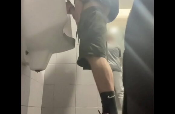 Two Sneaker Boys Get Wild and Horny at Public Urinal