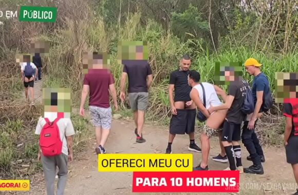 Public Hiking Hookup: Two Straight Studs Rim and Pound My Hungry Ass While Voyeur Dudes Jerk Off Watching!