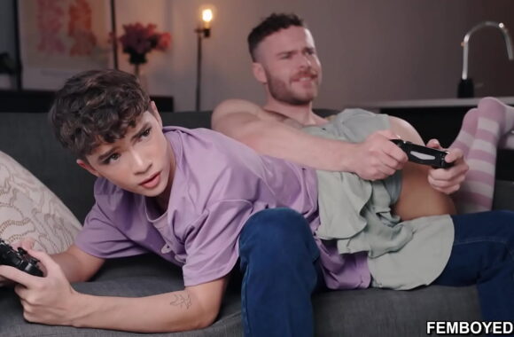 Cute Gamer Femboy Sam Ledger’s Throat-Fucked 69 & Intense Anal Pounding by Boyfriend Marcus McNeil